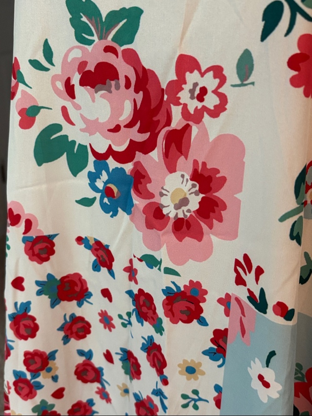 Floral Patchwork Maxi Dress - White with Red & Blue Floral Perfect Beach Dress! - Picture 3 of 5